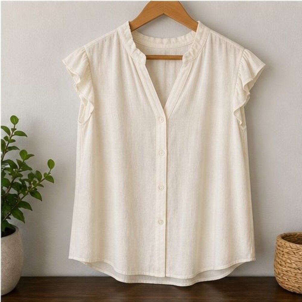 Cream Ruffle Blouse